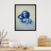 Een jong meisje met bloemen 1903 poster (Keuken)