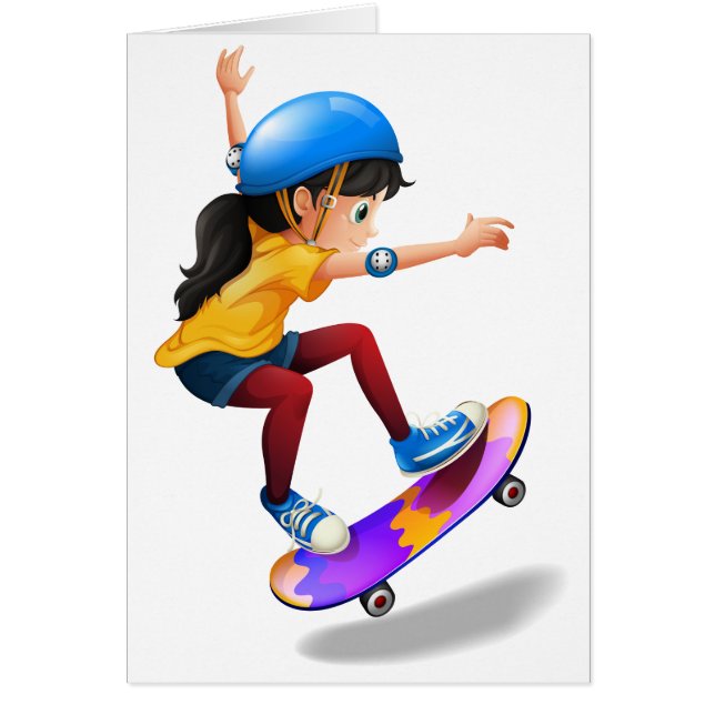Een jong meisje skateboarden (Voorkant)