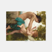 Een jong meisje verdedigt zichzelf tegen Eros Fleece Deken (Voorkant (Horizontaal))