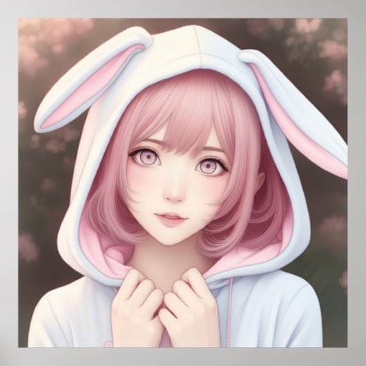 Een jong personage met roze haar poster (Voorkant)