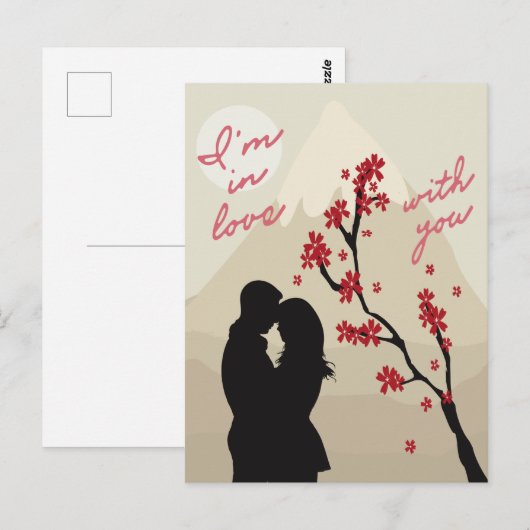 Een jong romantisch stel uit liefde, liefdesverhaa briefkaart (Voorkant / Achterkant)