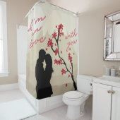 Een jong romantisch stel uit liefde, liefdesverhaa douchegordijn