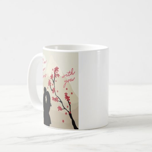 Een jong romantisch stel uit liefde, liefdesverhaa koffiemok (Voorkant links)