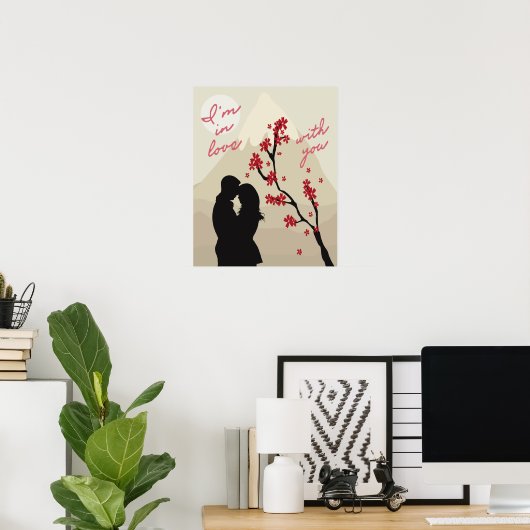 Een jong romantisch stel uit liefde, liefdesverhaa poster (Thuiskantoor)