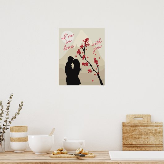 Een jong romantisch stel uit liefde, liefdesverhaa poster (Keuken)