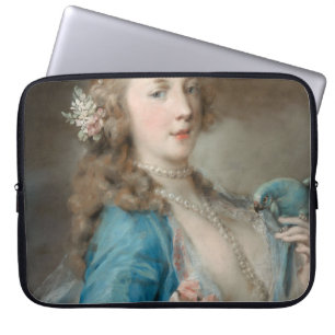 Een jonge dame met een papegaai (door Rosalba Carr Laptop Sleeve