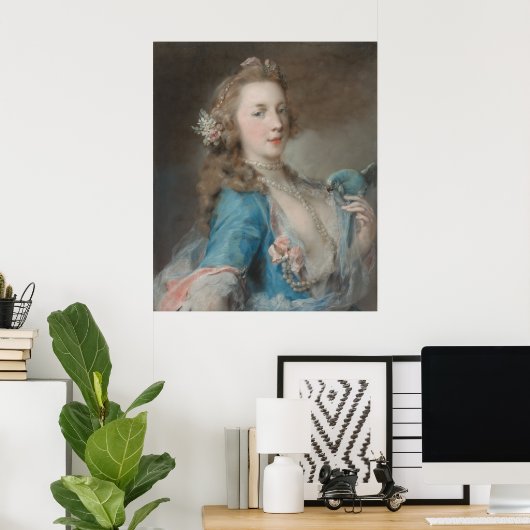 Een jonge dame met een papegaai poster (Thuiskantoor)