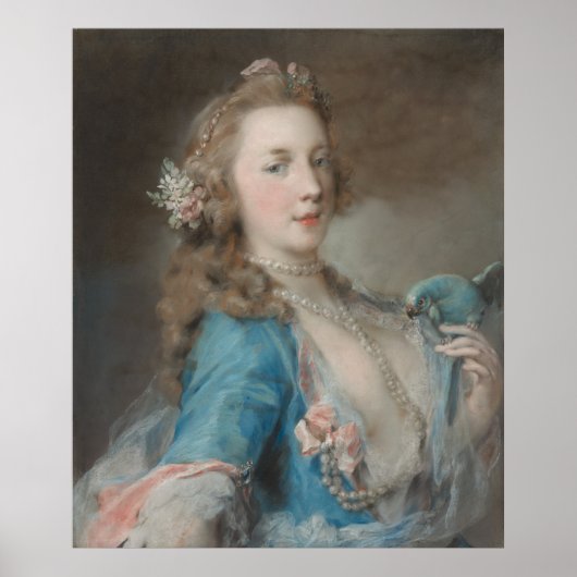 Een jonge dame met een papegaai poster (Voorkant)