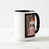 Een jonge dame met een rood ventilator van Eugen v Mok (Voorkant rechts)