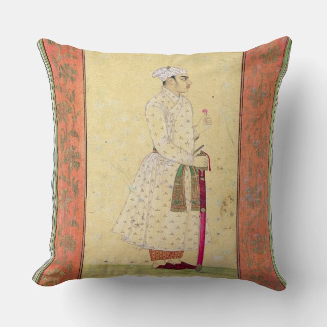 Een jonge edelman van de Mughal-rechtbank, van de  Kussen (Voorkant)