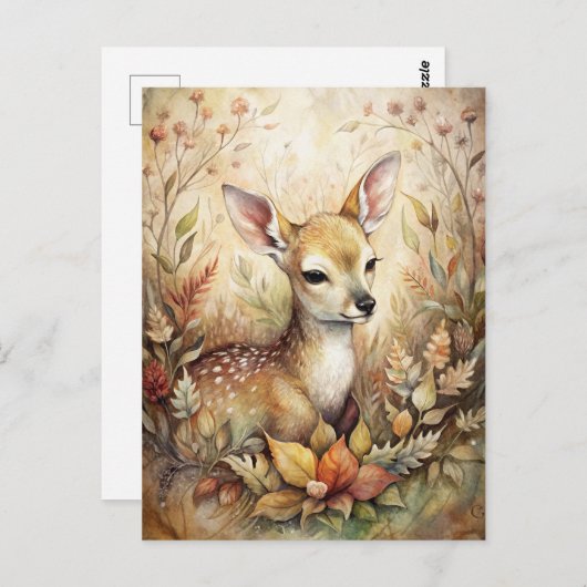 Een jonge fawn briefkaart (Voorkant / Achterkant)