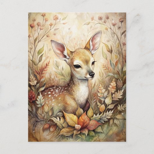 Een jonge fawn briefkaart (Voorkant)