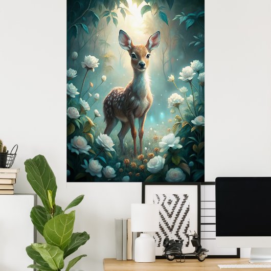 Een jonge fawn poster (Thuiskantoor)