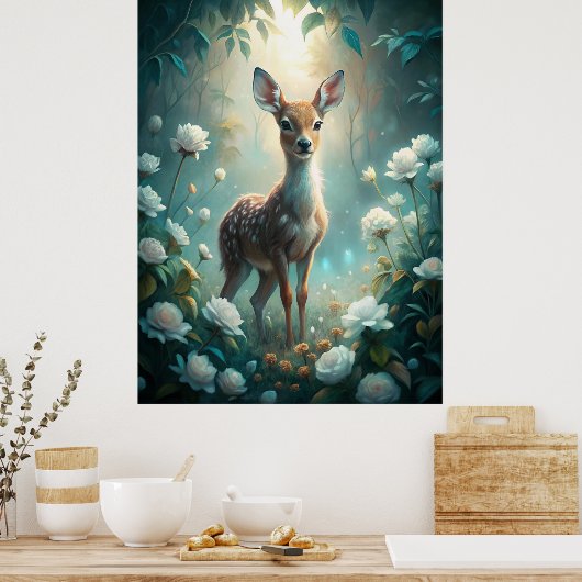 Een jonge fawn poster (Keuken)