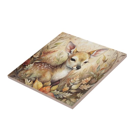 Een jonge fawn tegeltje (Zijkant)