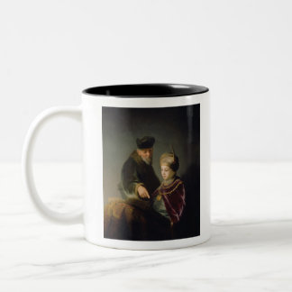 Een jonge geleerde en zijn leraar - Rembrandt - c1 Tweekleurige Koffiemok