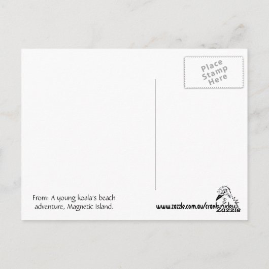 Een jonge koala loopt op het strand briefkaart (Achterkant)