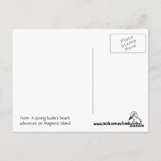 Een jonge koala zit in een boom bij het strand briefkaart (Achterkant)