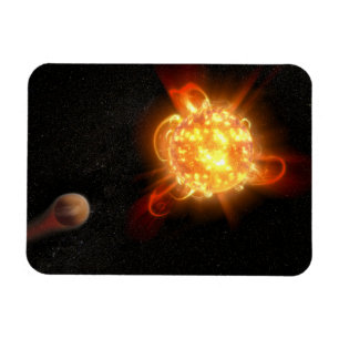 Een jonge rode dwerg magneet