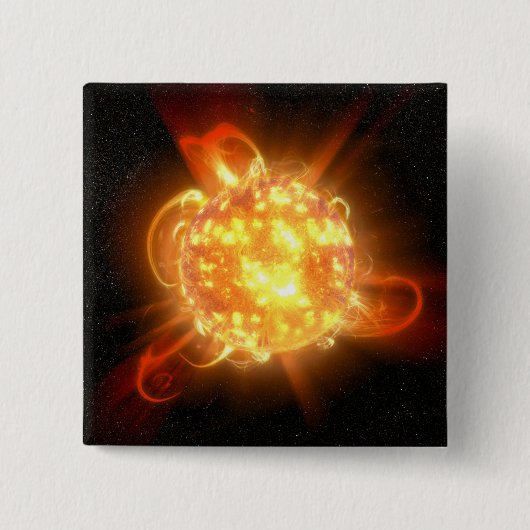 Een jonge rode dwerg vierkante button 5,1 cm (Voorkant)