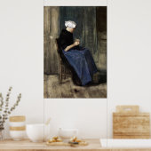 Een jonge Scheveningen Woman Knitting Poster (Keuken)