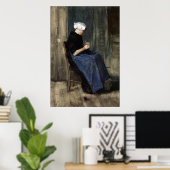 Een jonge Scheveningen Woman Knitting Poster (Thuiskantoor)