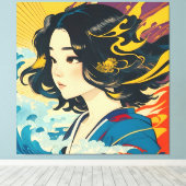 Een jonge Vietnamese vrouw Canvas Afdruk (Insitu (Houten vloer))