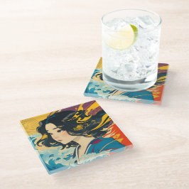 Een jonge Vietnamese vrouw Glazen Onderzetter