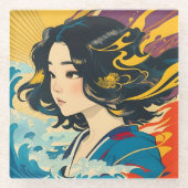 Een jonge Vietnamese vrouw Glazen Onderzetter (Voorkant)