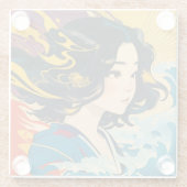 Een jonge Vietnamese vrouw Glazen Onderzetter (Achterkant)