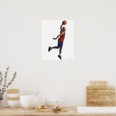 een jonge volwassen man met basketbal vliegt poster (Keuken)