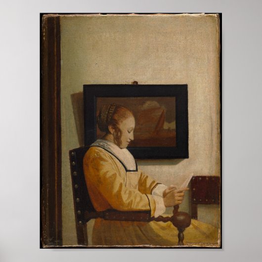 Een jonge vrouw die leest - Oudmeesterportret Poster (Voorkant)