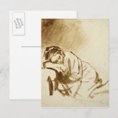 Een jonge vrouw die slaapt c.1654 briefkaart (Voorkant / Achterkant)