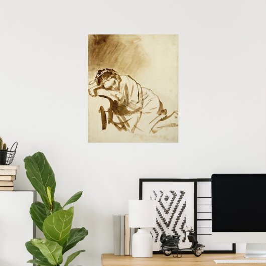 Een jonge vrouw die slaapt c.1654 poster (Thuiskantoor)