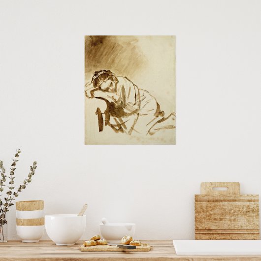 Een jonge vrouw die slaapt c.1654 poster (Keuken)