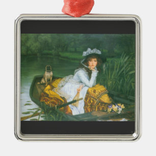 Een jonge vrouw in een boot van James Tissot Metalen Ornament