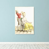 Een jonge vrouw in een Peignoir met haar Hairdress Canvas Afdruk (Insitu (Houten vloer))