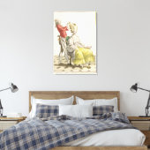 Een jonge vrouw in een Peignoir met haar Hairdress Canvas Afdruk (Insitu (Slaapkamer))