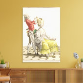 Een jonge vrouw in een Peignoir met haar Hairdress Canvas Afdruk (Insitu (Woonkamer))