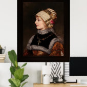 Een jonge vrouw in Renaissance Costume Poster (Thuiskantoor)