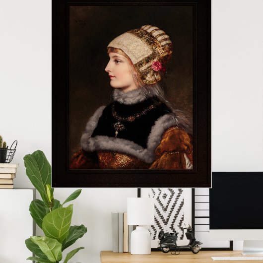 Een jonge vrouw in Renaissance Costume Poster (Thuiskantoor)