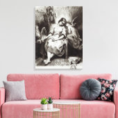 Een jonge vrouw met een engel canvas afdruk (Insitu (Woonkamer))