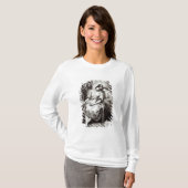 Een jonge vrouw met een engel t-shirt (Voorkant volledig)