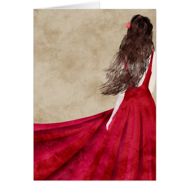 een jonge vrouw met een lange donkere haarkaart (Voorkant)