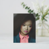 Een jonge vrouw met een zelfverzekerd briefkaart (Staand voorkant)