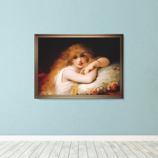 Een jonge vrouw uit vrije tijd van Pierre Coomans Canvas Afdruk (Insitu (Houten vloer))