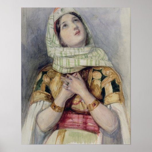 Een jongedame in het Turkse dress (m/v) over potlo Poster (Voorkant)