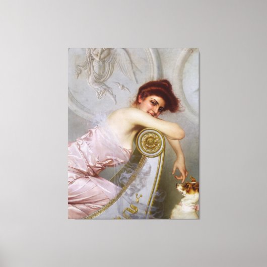 Een jongedame met haar foto van Vittorio Corcos Canvas Afdruk (Voorkant)