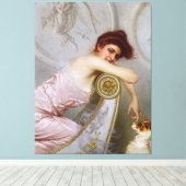 Een jongedame met haar foto van Vittorio Corcos Canvas Afdruk (Insitu (Houten vloer))