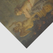 Een jongedame voor een beeld van Cupid, Callet Tissuepapier (Detail)